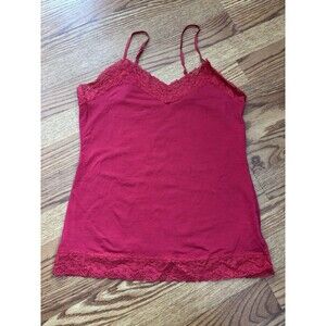 Vintage Forever 21 Womens Y2K Lace Trim Cami Size L Pink Preppy 90S Casual